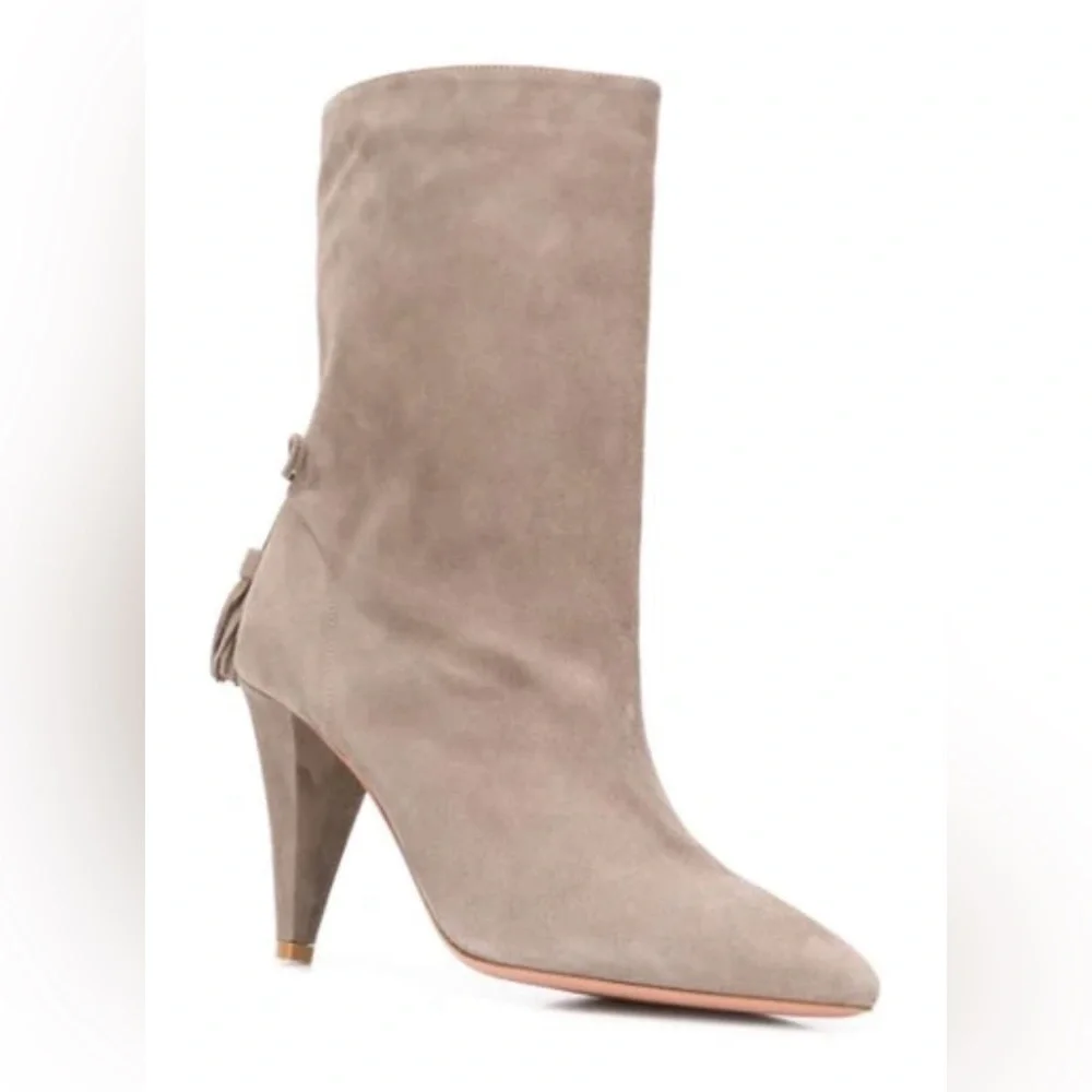 AQUAZZURA‎ X Claudia Schiffer Pointed-Toe Grey Ankle Boots